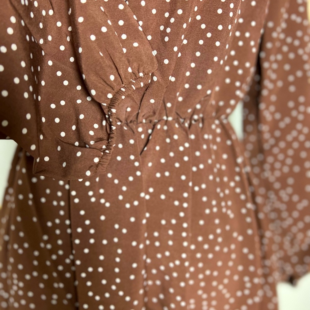 Brown Polka Dot Mini Dress